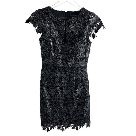 Molly Shayna Foiled Lace Mini Dress Black Silver size 0 NWT - Picture 5 of 16